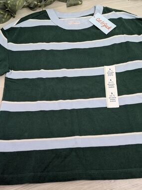 Cat & Jack Dark Green & Light Blue Striped Short Sleeve Tee